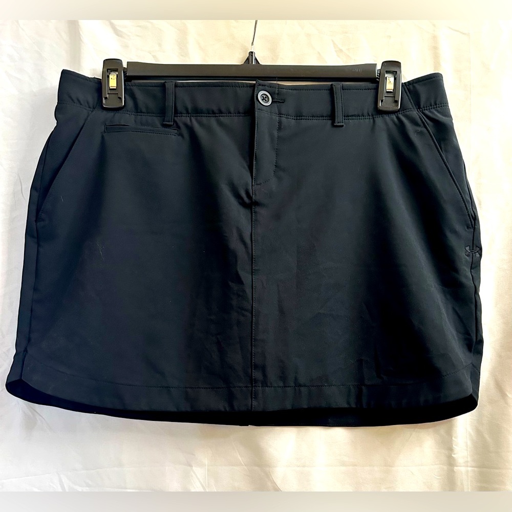 NWOT Under Armour UA Golf Skort Skirt Black Golfer Pockets 1272345 Women's 14